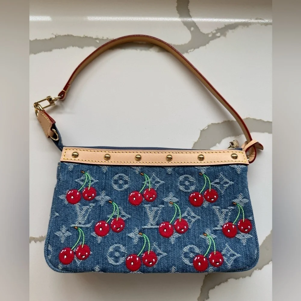 LV x TM Pochette Accessoires - Monogram cherry denim